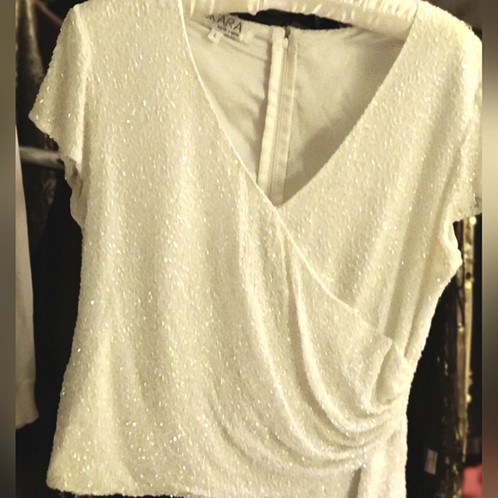 Jkara New York white beaded top